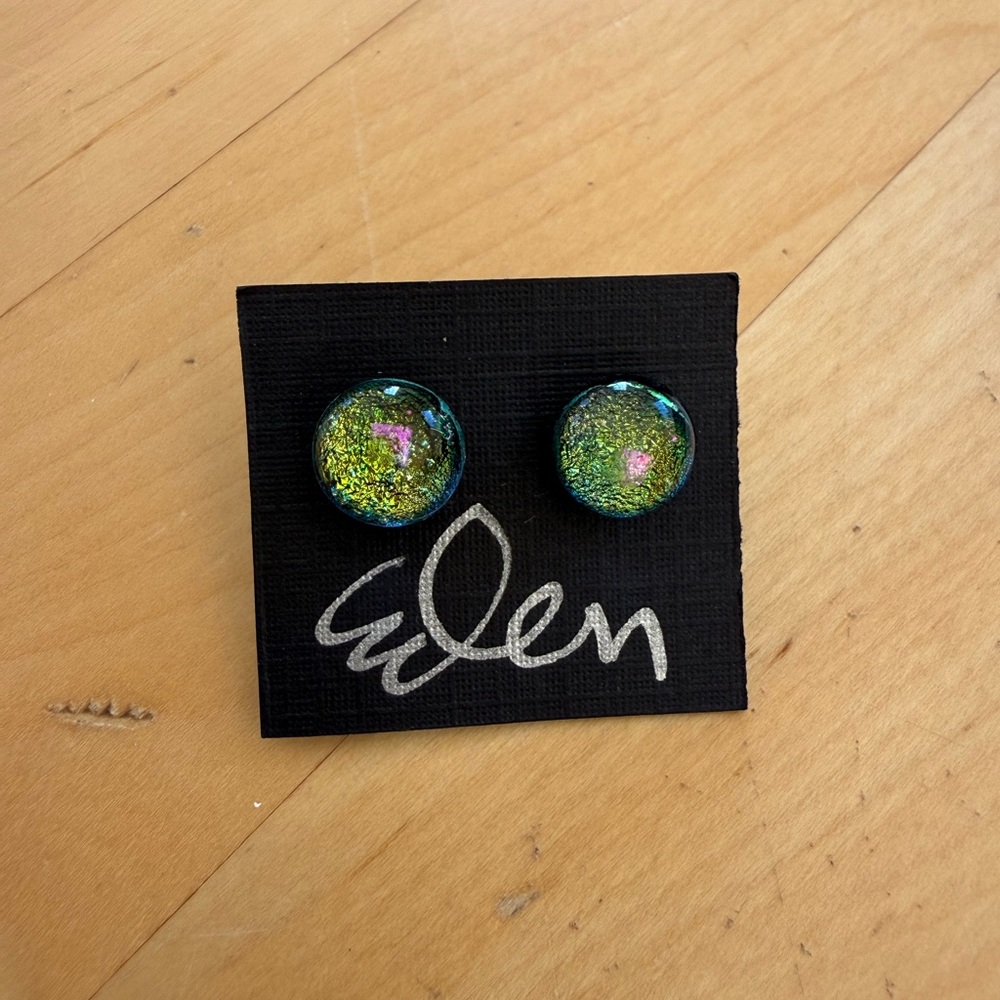 Green iridescent Stud Earrings